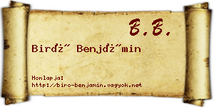 Biró Benjámin névjegykártya