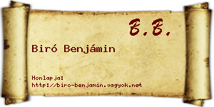 Biró Benjámin névjegykártya